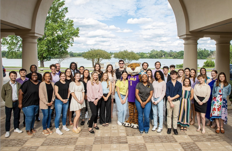 student employee of the year nominees with mascot mike the tiger