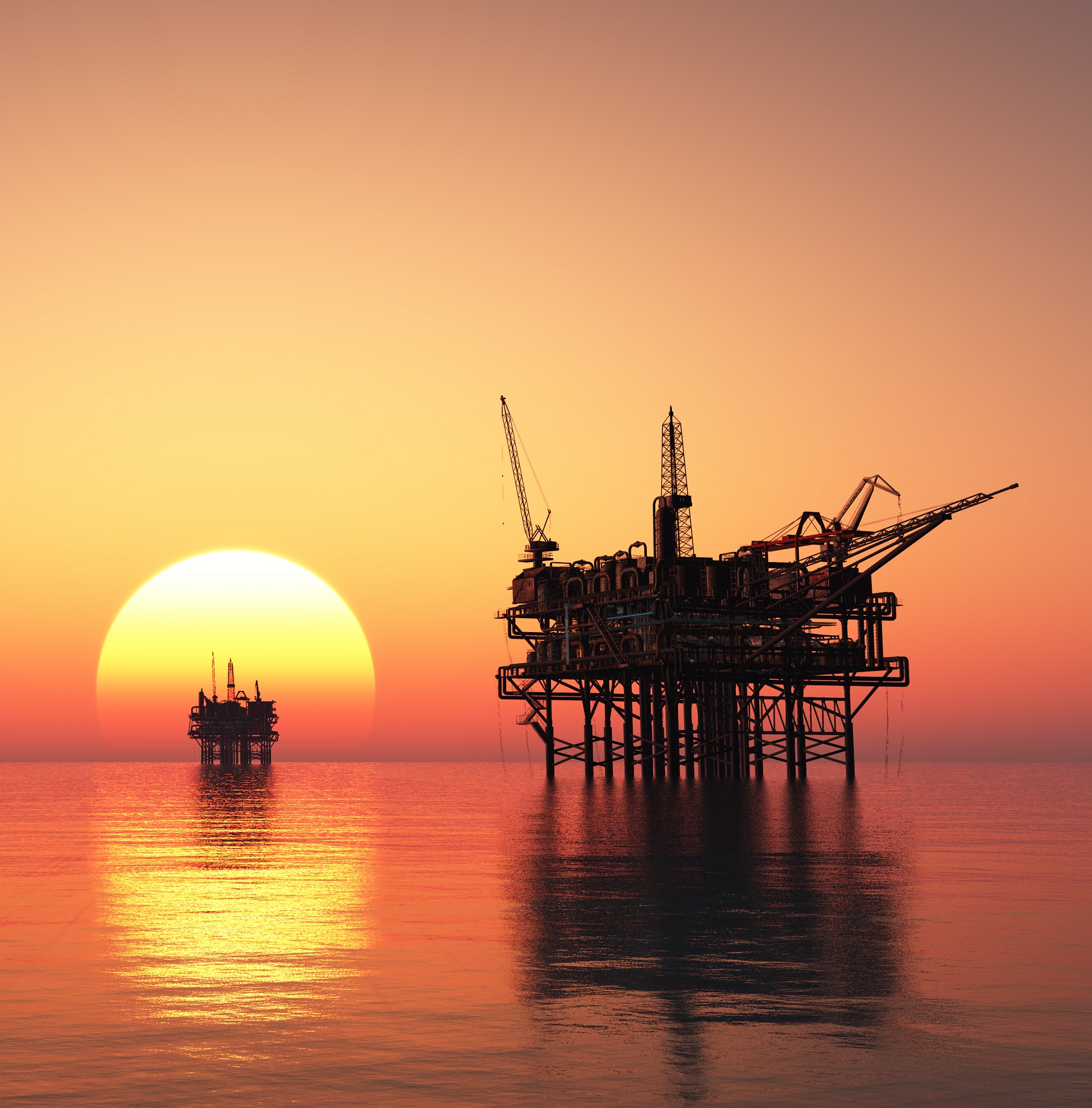 oil rig and sunset