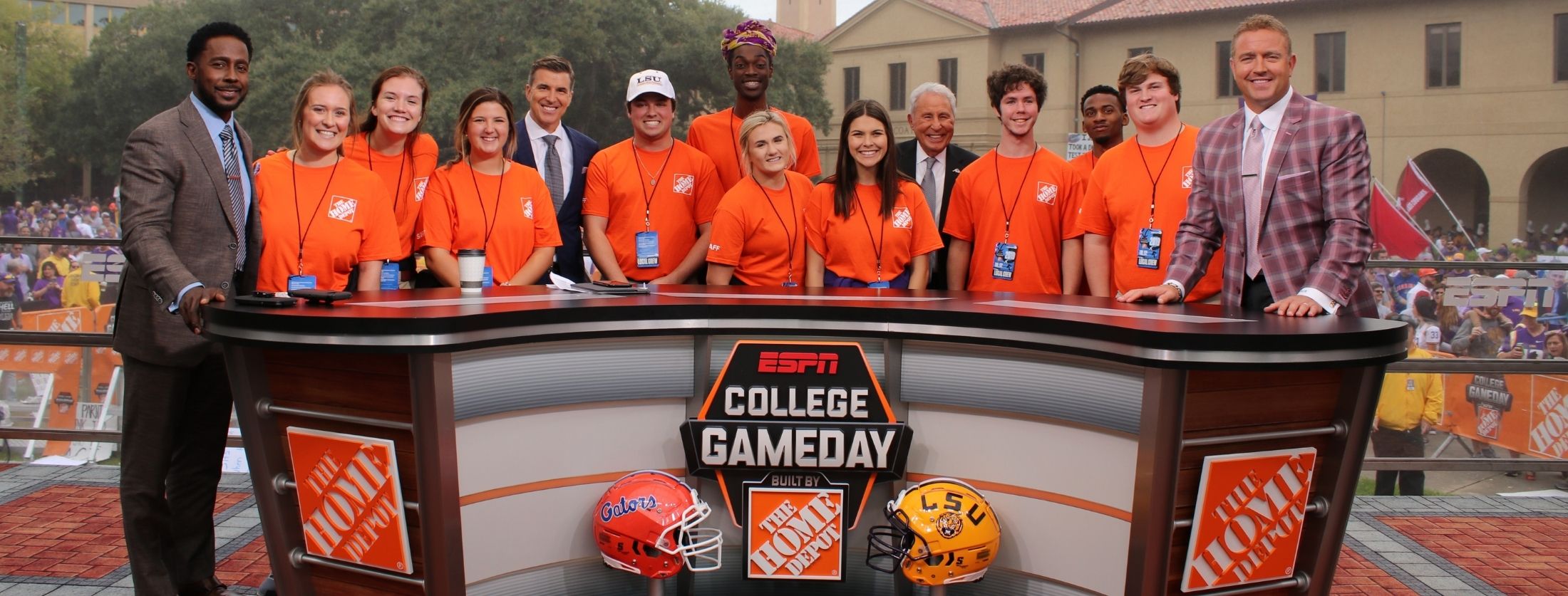 pre-COVID photo of SAA club members at LSU on ESPN College Gameday