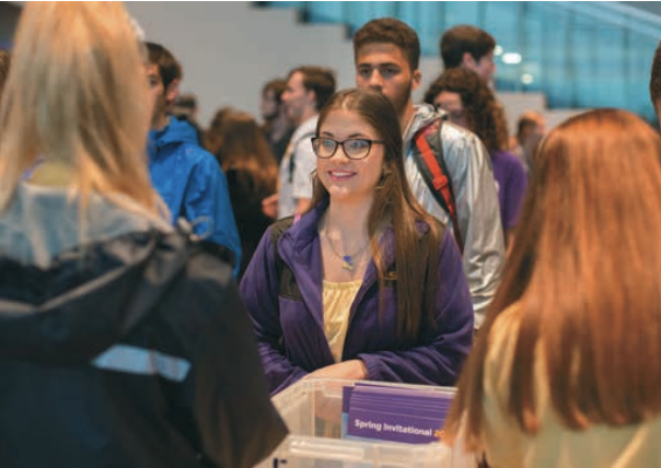 student at check in 