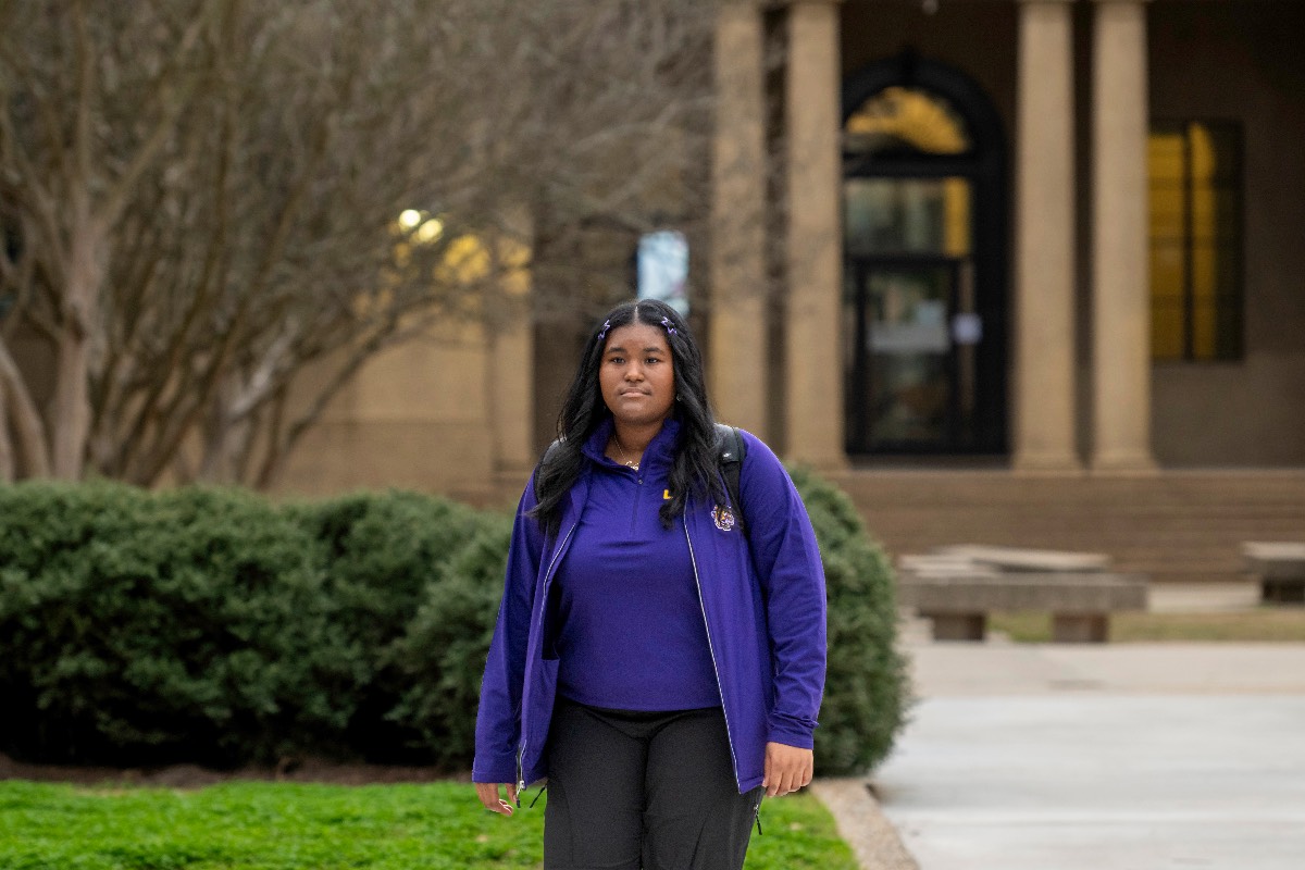 LSU student Calcea Johnson seen walking on campus