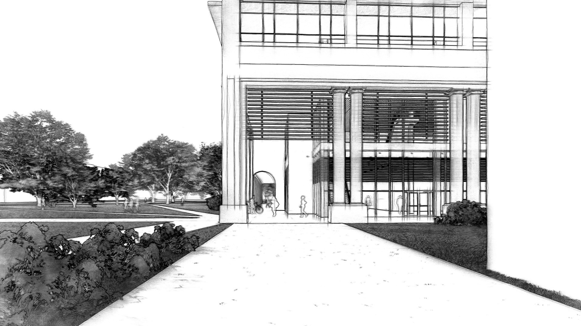 : Conceptual renderings of the LSU Construction & Advanced Manufacturing Building